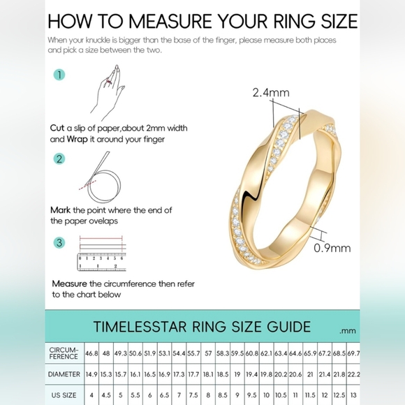 Timelesstar Moissanite Ring 14k Gold Plated S925 Sterling Silver size 7 - Picture 6 of 6